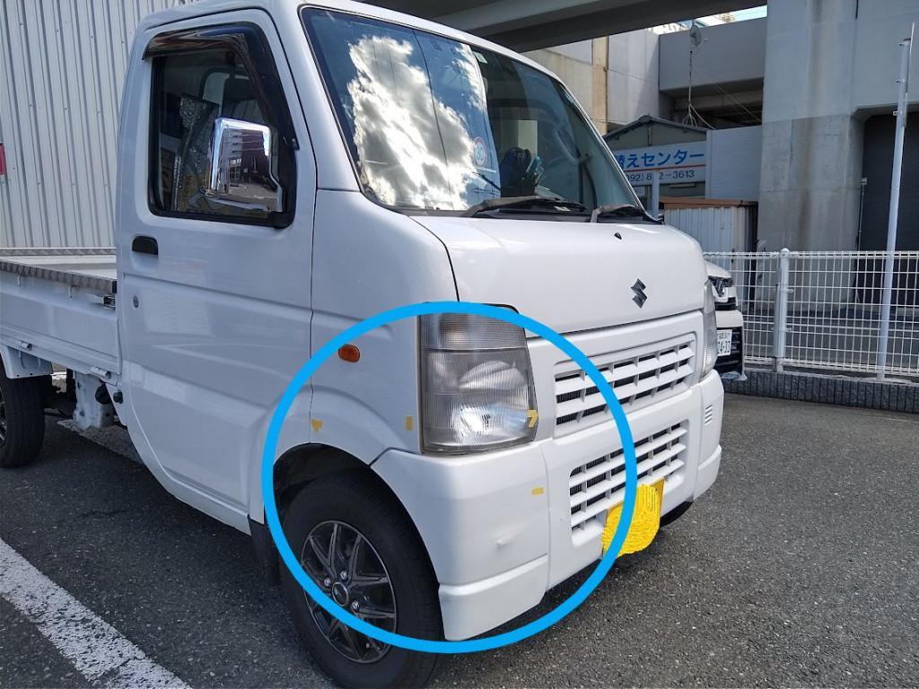  キャリイトラック へこみ修理前